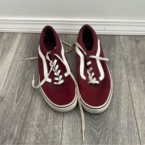 Vans Burgundy and White Sneakers